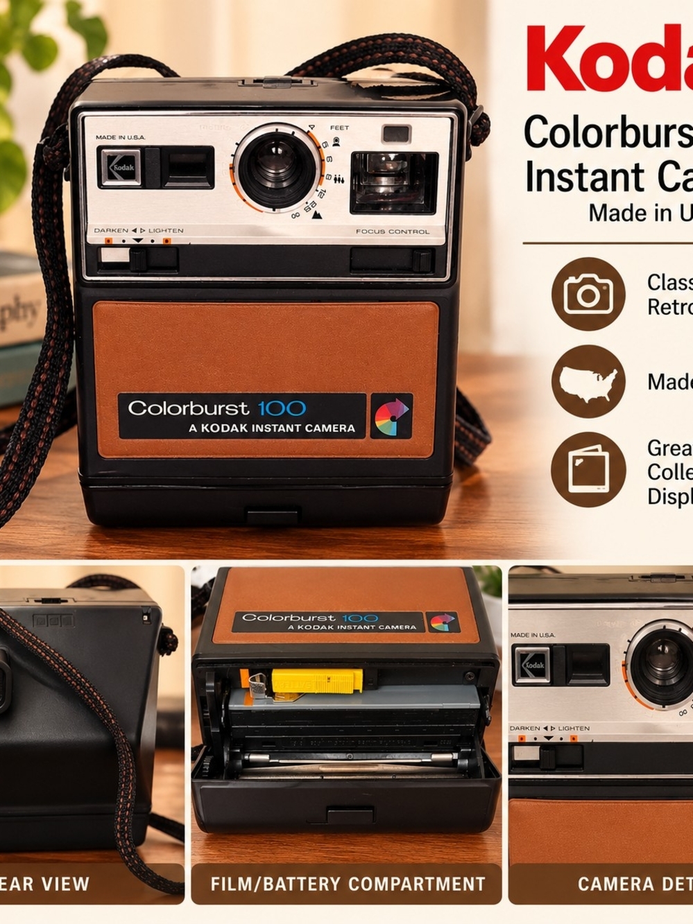 Kodak Colorburst 100 Instant Camera Made in USA Untested Vintage